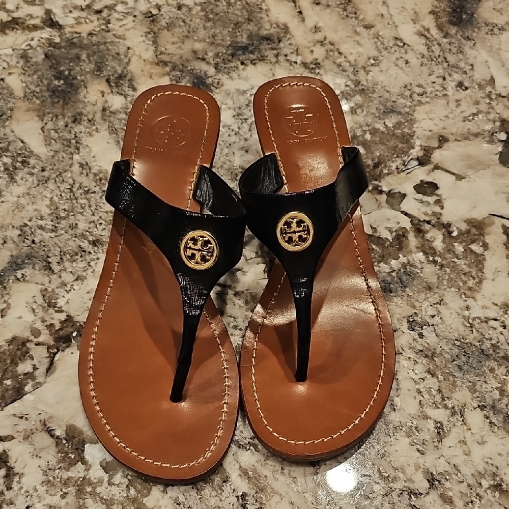 Tory Burch Black and Tan Sandals